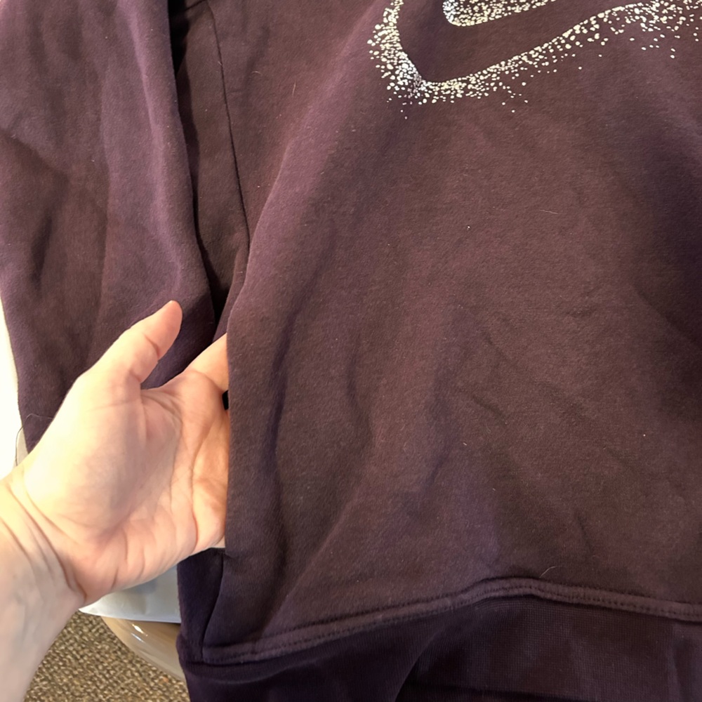 NIKE Womens LG Long Sleeve Hoodie Pullover Purple Silver Accents Funnel Neck - Picture 4 of 11